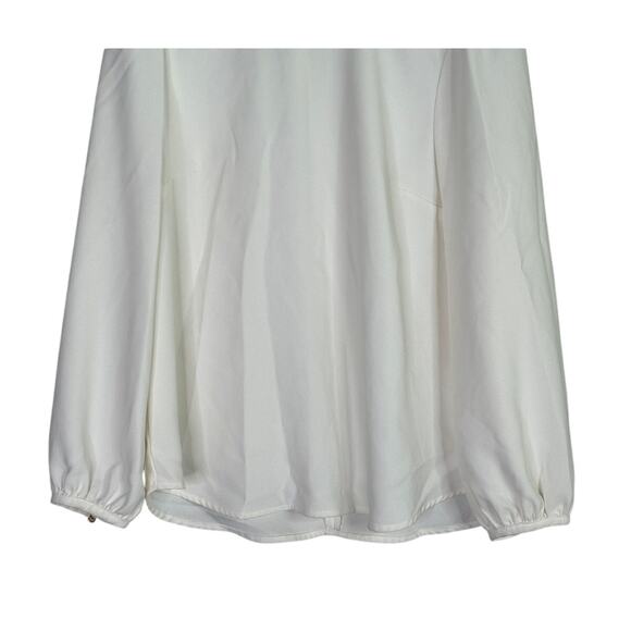 J.Crew Ruffle Neck Back Button Keyhole Balloon Long Sleeves Blouse M Cream #3302 - Picture 3 of 14